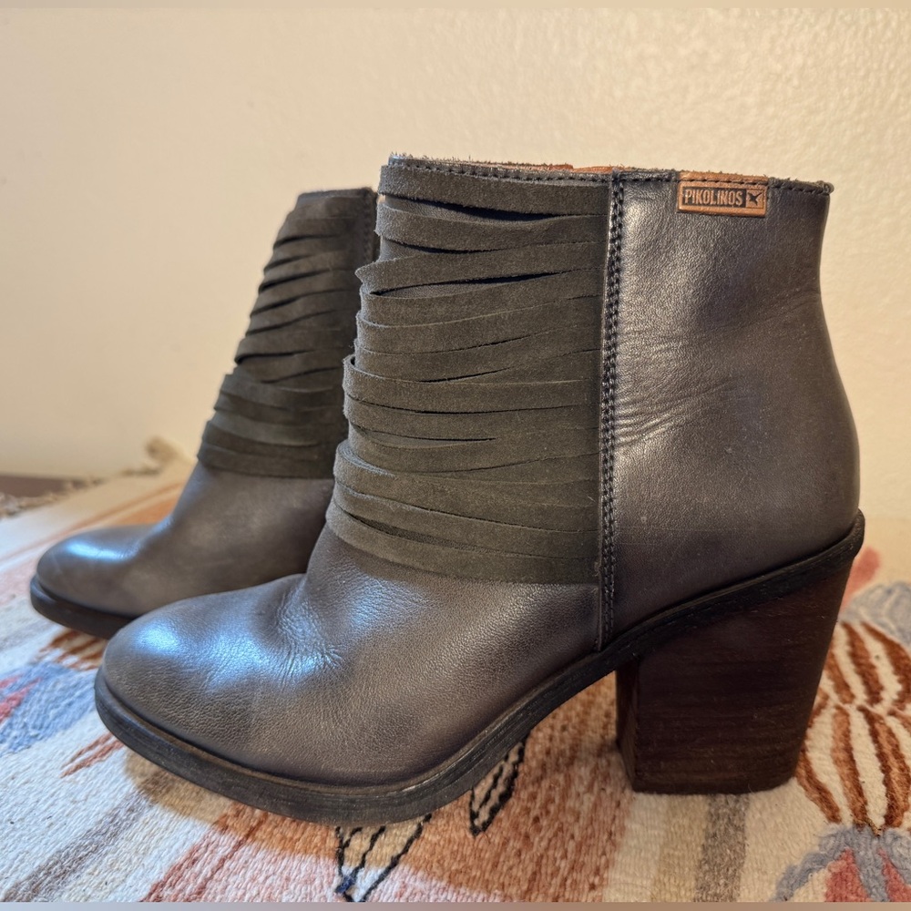 Pikolinos Women's Gray, Spanish Leather Ankle Boots, Size 38